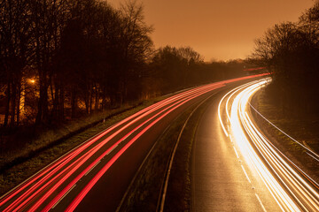 Fototapeta premium Night lights on the highway, England Burton on Trent