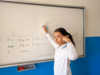 Math lesson and successful student girl