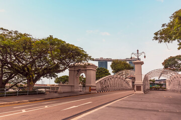 A view across the Anderson Bridge in Singapore, Asia