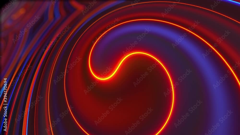 Poster spiral wavy texture with neon lighting, computer generated. 3d rendering of color plasma backdrop