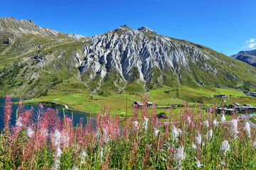 Mountain with curious rock formation near Tignes Ski resort, France