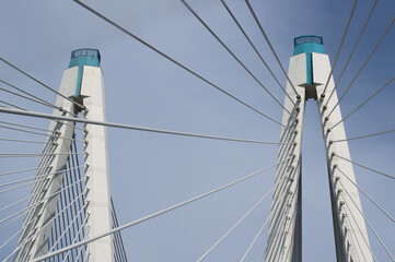 Cable-stayed bridge against the blue sky