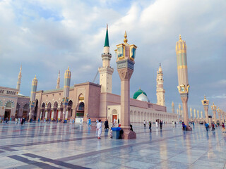 Medina / Saudi Arabia - 16 Sep 2013 : Muslim pilgrims entering to Masjid al-Nabawi ( Prophet's...