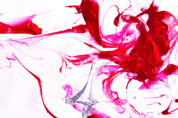 Abstract red paint splash, abstract background of mixed acrylic paints,  modern art