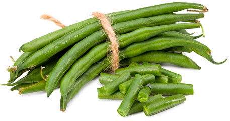 green beans isolated on white background. Clipping path and full depth of field