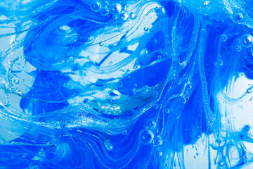 abstract blue  background of drops and splashes,  Acrylic  backdrop