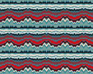 Ikat border. Geometric folk ornament. Ink on clothes. Tribal vector texture. Seamless striped pattern in Aztec style. Ethnic embroidery. Indian, Scandinavian, Gypsy, Mexican, African rug.