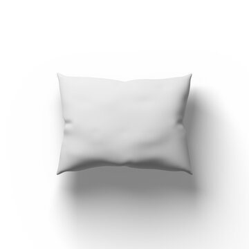 Blank standard white pillow isolated on white background. 3D rendering illustration.