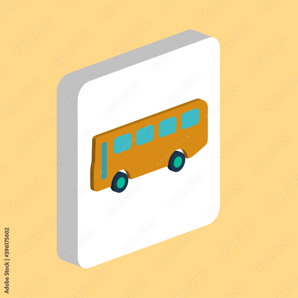 Poster Old Bus Simple vector icon. Illustration symbol design template for web mobile UI element. Perfect color isometric pictogram on 3d white square. Old Bus icons for business project.
