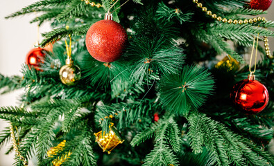 Christmas tree with colorful ball decorations
