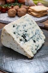 Cheese collection, French blue cheese roquefort from grotten of Roquefort-sur-Soulzon, France