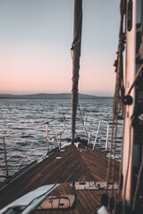 bow of sailing boat on a lake - portrait var 2