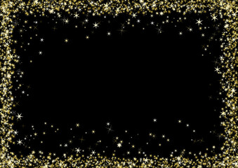 Stars and sparkles border on a black background