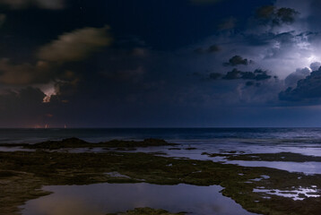 Lightning storm om Mediterranean Sea