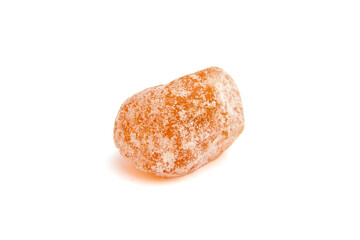 Dried fruit, single candied kumquat isolated on white background