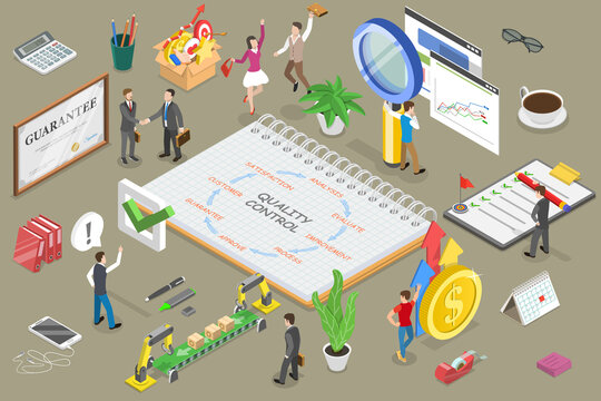 3D Isometric Flat Vector Conceptual Illustration Of Quality Control.