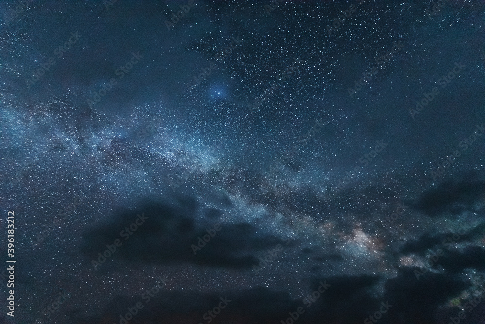 Wall mural night photos in the ukrainian carpathian mountains with a bright starry sky and the milky way
