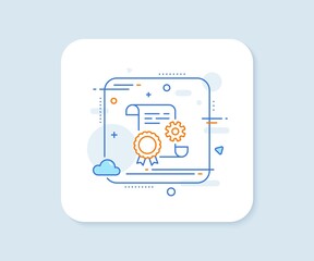 Engineering doc line icon. Abstract square vector button. Technical documentation sign. Construction certificate symbol. Construction document line icon. Quality concept badge. Vector