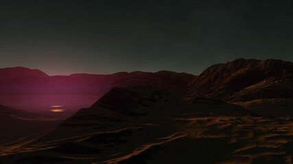 alien planet landscape, view from a beautiful planet, beautiful space background 3d render