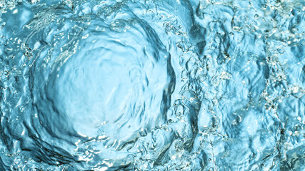 Obraz na płótnie Canvas Water splash isolated on blue background, freeze motion