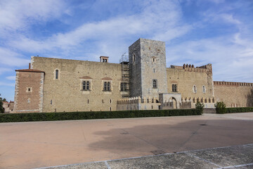 Fototapeta na wymiar Palace of the Kings of Majorca - built in XIII century, it’s one of most remarkable examples of medieval civil and military architecture in southern France. Perpignan, Pyrenees-Orientales, France.