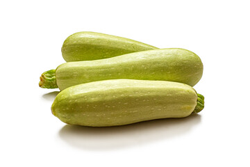 Fresh zucchini light green on white background