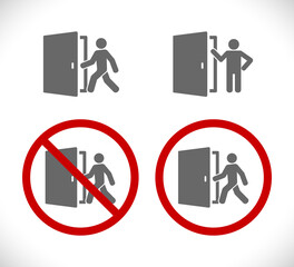 door person walk sign set