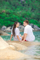 Fototapeta premium loving couple on beach