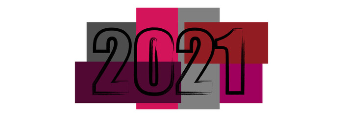 2021 New year.Greeting card and logo design. Black numbers on a colorful background.Flat minimalistic vector illustration.