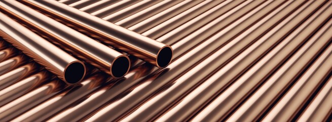 Copper pipes. Industrial pipes.