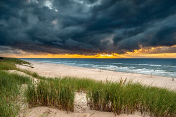 Beautiful see landscape panorama, dune close to Baltic See, Slowinski National Park, Poland