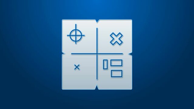 White line Treasure map icon isolated on blue background. 4K Video motion graphic animation.