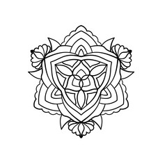 Decorative ornamental hand drawn vector design element. Floral mandala. Coloring book page element.