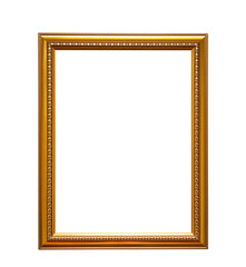 Old wood Antique Golden frame isolated on white background. Save with clipping path.