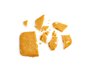 Broken Ginger Snap Isolated. Crumbled Rectangular Ginger Nut