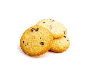 Chocolate Chip Biscuits Isolated, Golden Butter Cookies