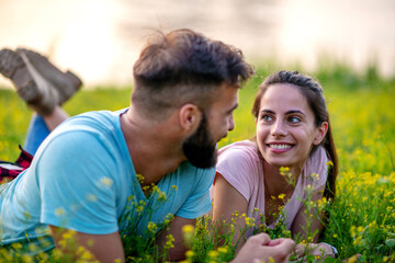 Couple enjoying  in nature