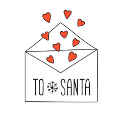 New Year letter to Santa Claus. Hand-drawn.