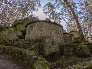Architecture detail of the Castro de Sao Lourenco (Saint Lawrence) a typical old village dating...