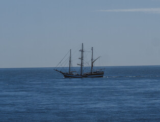 Fototapeta na wymiar Medieval Boat in the sea