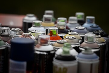 spray cans close up