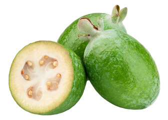Feijoa isolated on white background, clipping path, full depth of field