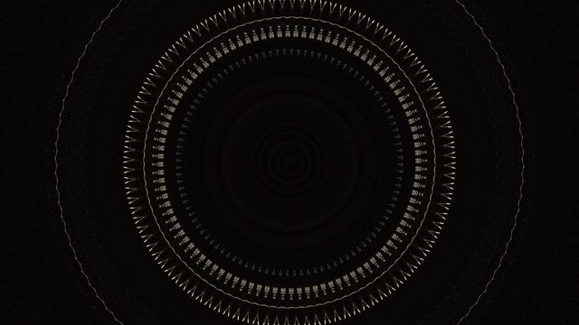 Abstract corridor with shining, blinking rings, seamless loop. Media. Glowing circles creating a funnel on black background, seamless loop.