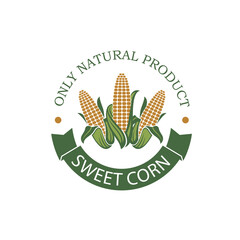 sweet corncob label isolated on white background