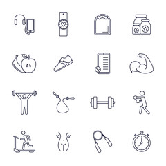 Set of Fitness equipment icon concept, Creative Gym Symbol, Illustration