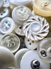 White, off-white and cream antique or vintage sewing buttons: Celluloid Buttons, Bakelite Buttons,...