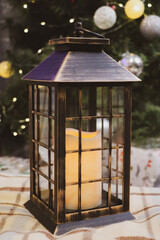 lantern in the snow