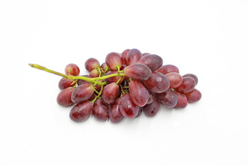 bunch of pink red grapes isolated on white