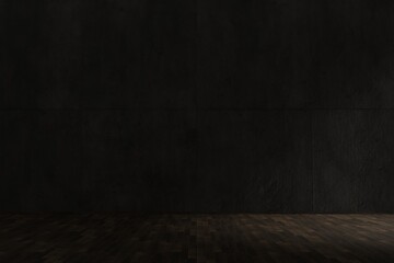 Empty modern interior with wooden floor and concrete wall, 3D rendering