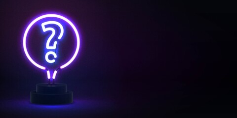 Vector realistic isolated neon sign of Quiz logo with copy space for template decoration and covering. Concept of trivia night and question.